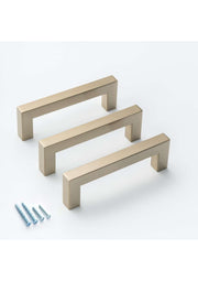 Gold Champagne Square Bar Pull Cabinet Handle - Sizes 4" to 24" (1/2" Thickness) Celeste Designs