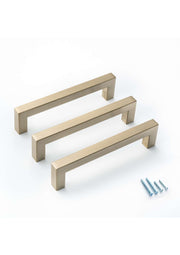 Gold Champagne Square Bar Pull Cabinet Handle - Sizes 4" to 24" (1/2" Thickness) Celeste Designs