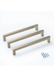 Gold Champagne Square Bar Pull Cabinet Handle - Sizes 4" to 24" (1/2" Thickness) Celeste Designs