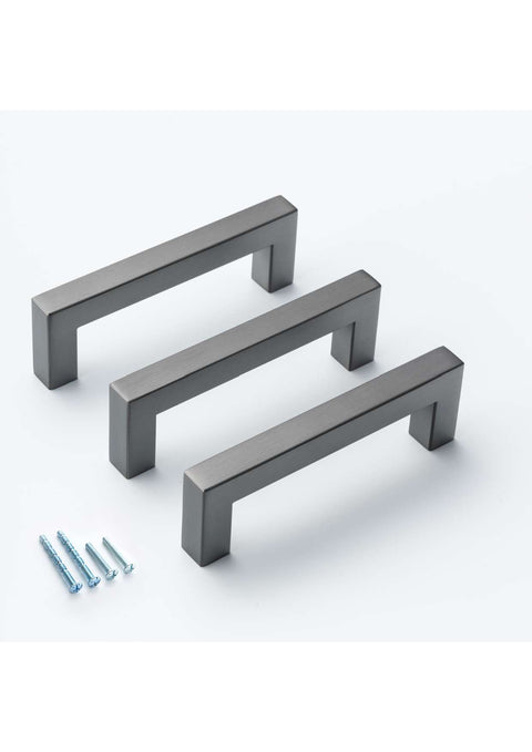 Pewter Square Bar Pull Cabinet Handle Sizes 4" to 24"  (1/2" Thickness)