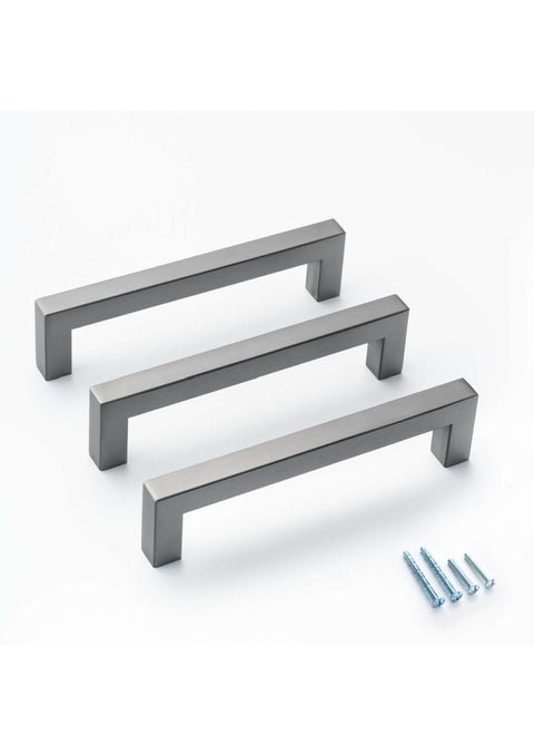 Pewter Square Bar Pull Cabinet Handle Sizes 4" to 24"  (1/2" Thickness)