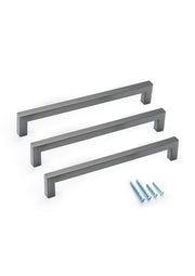 Pewter Square Bar Pull Cabinet Handle Sizes 4" to 24"  (1/2" Thickness)
