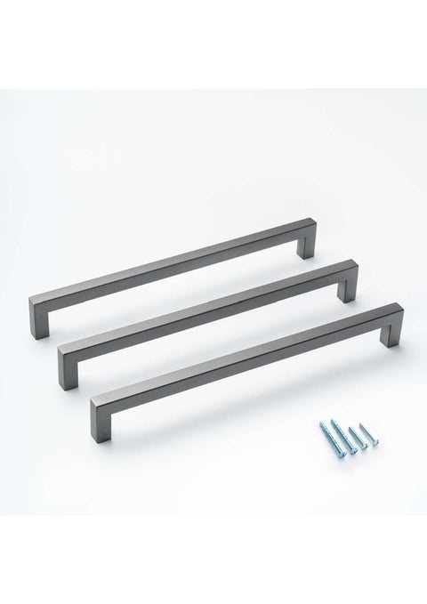 Pewter Square Bar Pull Cabinet Handle Sizes 4" to 24"  (1/2" Thickness)