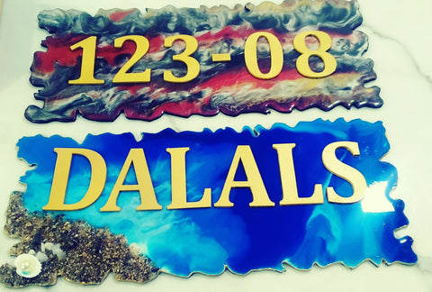 House Address Sing / Plate / Plaque Ocean Blue