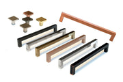 Copper Square Bar Pull Cabinet Handle - Sizes 4" to 24" - (1/2" Thickness)