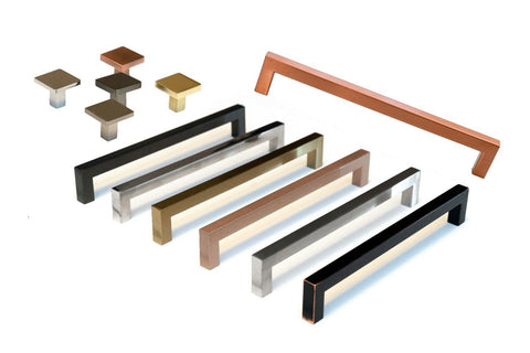 Copper Square Bar Pull Cabinet Handle - Sizes 4" to 24" - (1/2" Thickness) Celeste Designs