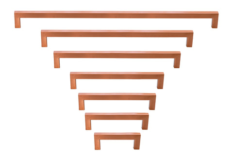 Celeste Square Bar Pull Cabinet Handle Copper Stainless Steel 12mm, 24"
