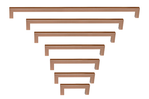 Rose Gold Square Bar Pull Cabinet Handle - Sizes 4" to 24" - (1/2" Thi Celeste Designs Rose Gold Square Bar Pull Cabinet Handle - Sizes 4" to 24" - (1/2" Thi Celeste Designs