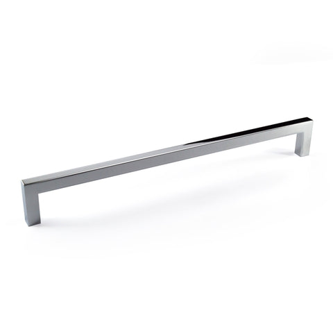 Polished Chrome Zinc Square Bar Pull Cabinet Handle - Sizes 5" to 12.5" - (3/8" Thickness)