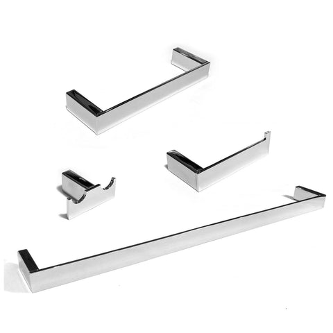 Platinum 4-Pc Set Wall-Mounted Bathroom Accessories Polished Chrome