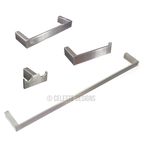 Platinum 4-Pc Set Wall-Mounted Bathroom Accessories Brushed Nickel Celeste Designs
