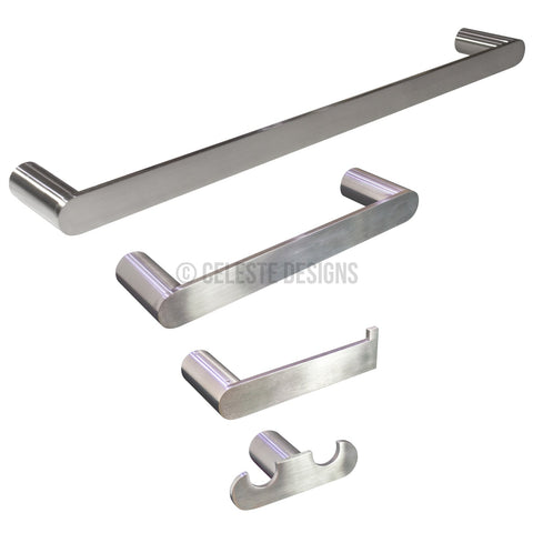 Sapphire 4-Pc Set Wall-Mounted Bathroom Accessories Brushed Nickel Celeste Designs