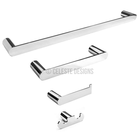 Sapphire 4-Pc Set Wall-Mounted Bathroom Accessories Polished Chrome Celeste Designs
